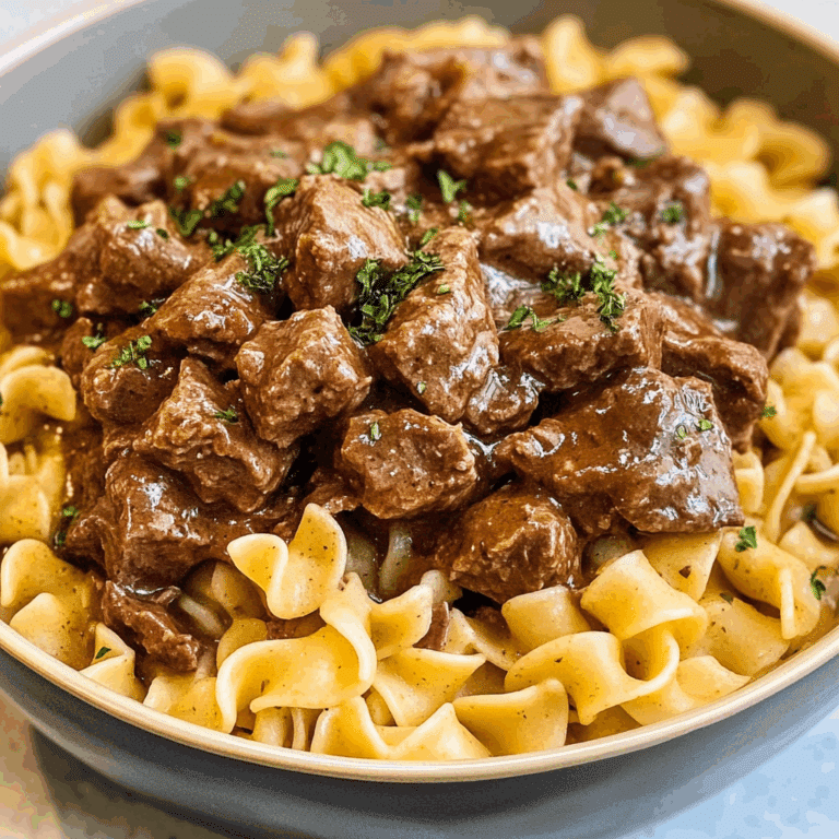 Crockpot Beef Tips & Noodles