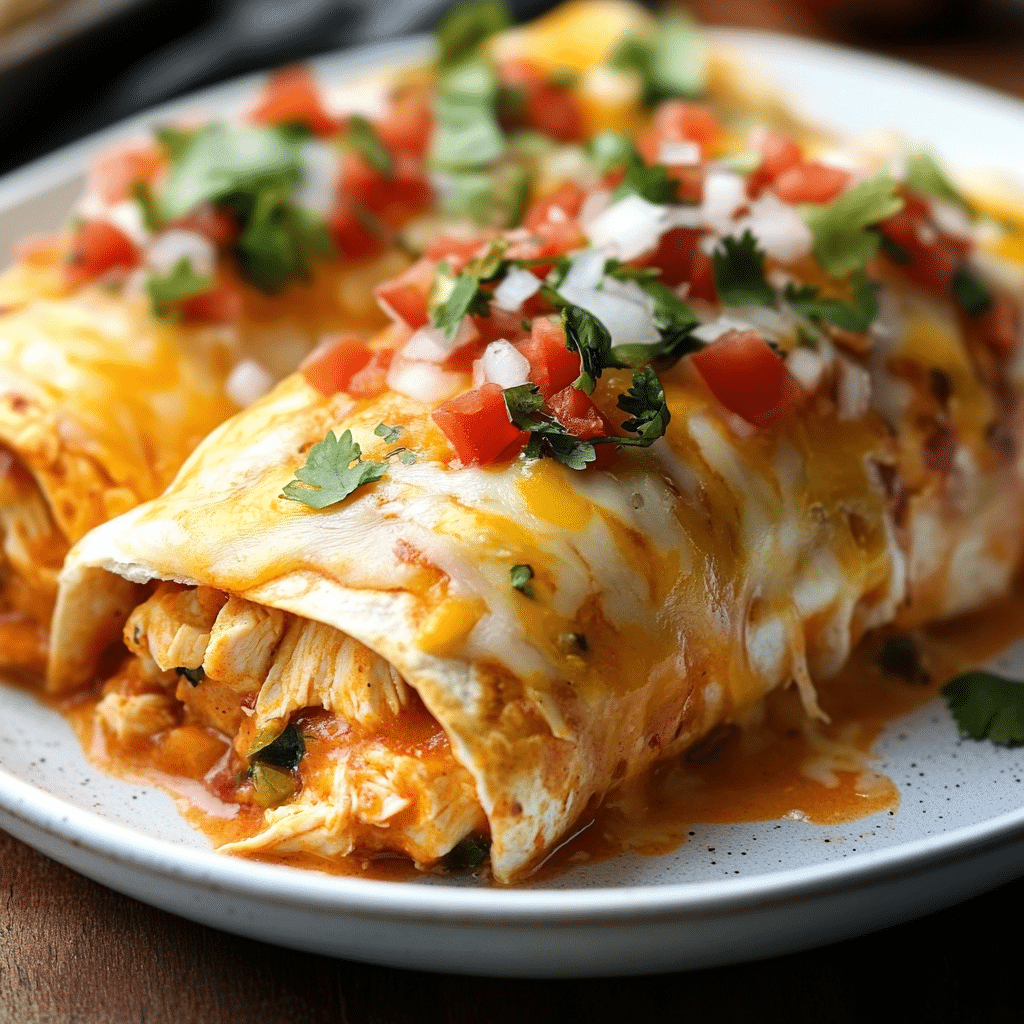 Smothered Baked Chicken Burritos