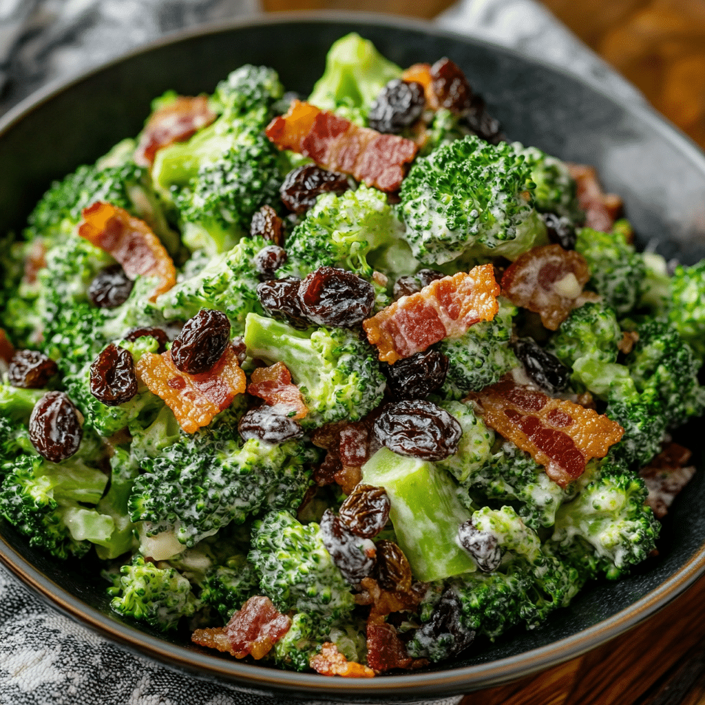 Broccoli Bacon and Raisin Salad