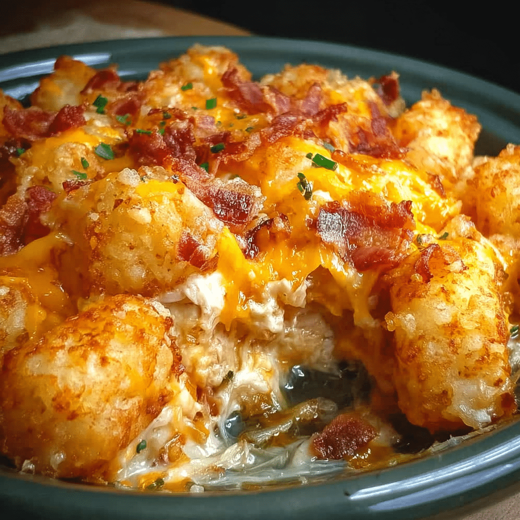 Cheesy Chicken Tater Tot Casserole in the Crockpot