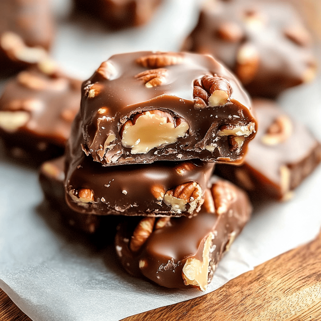 Homemade Turtle Candy with Pecans and Caramel