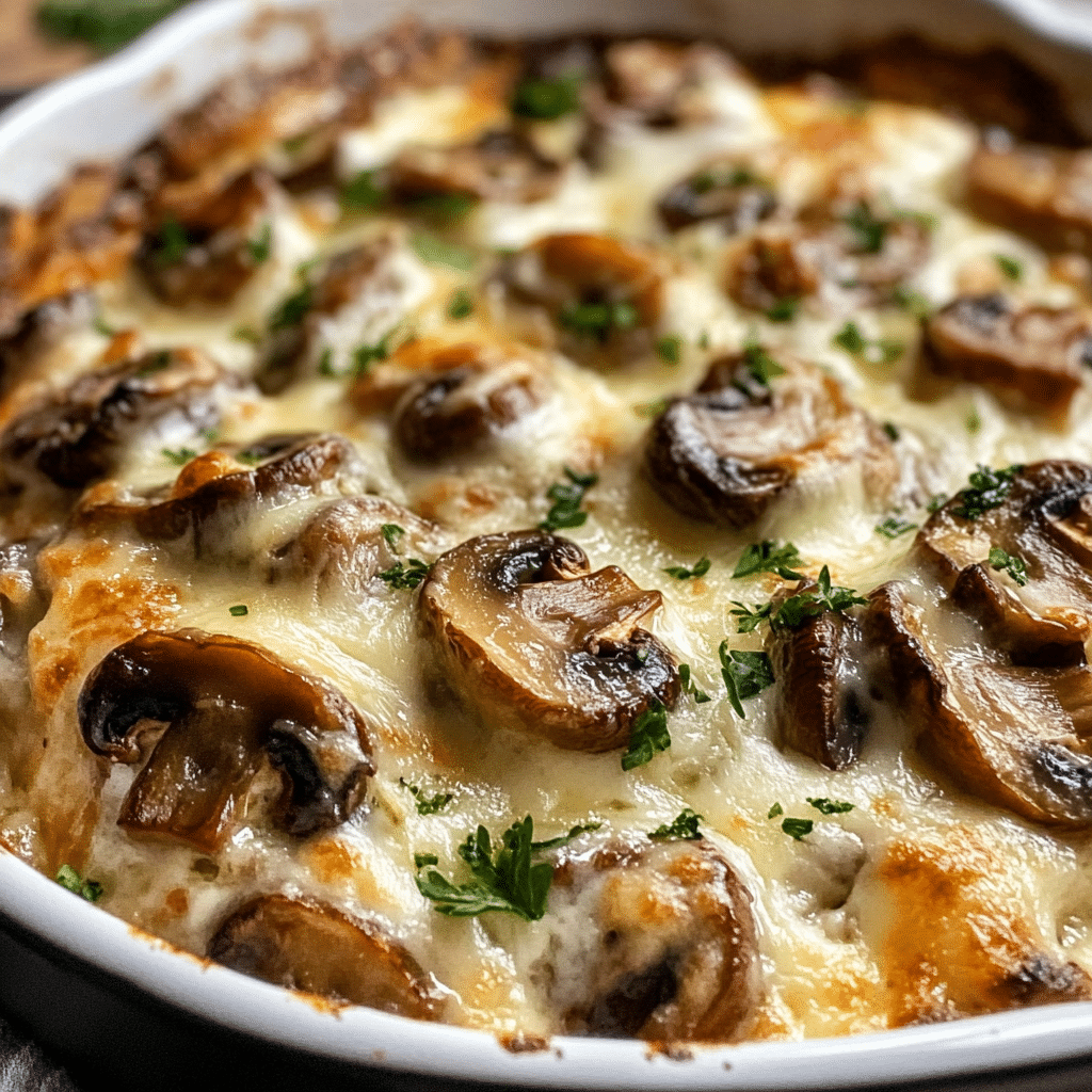 Mushroom Mozzarella Bake