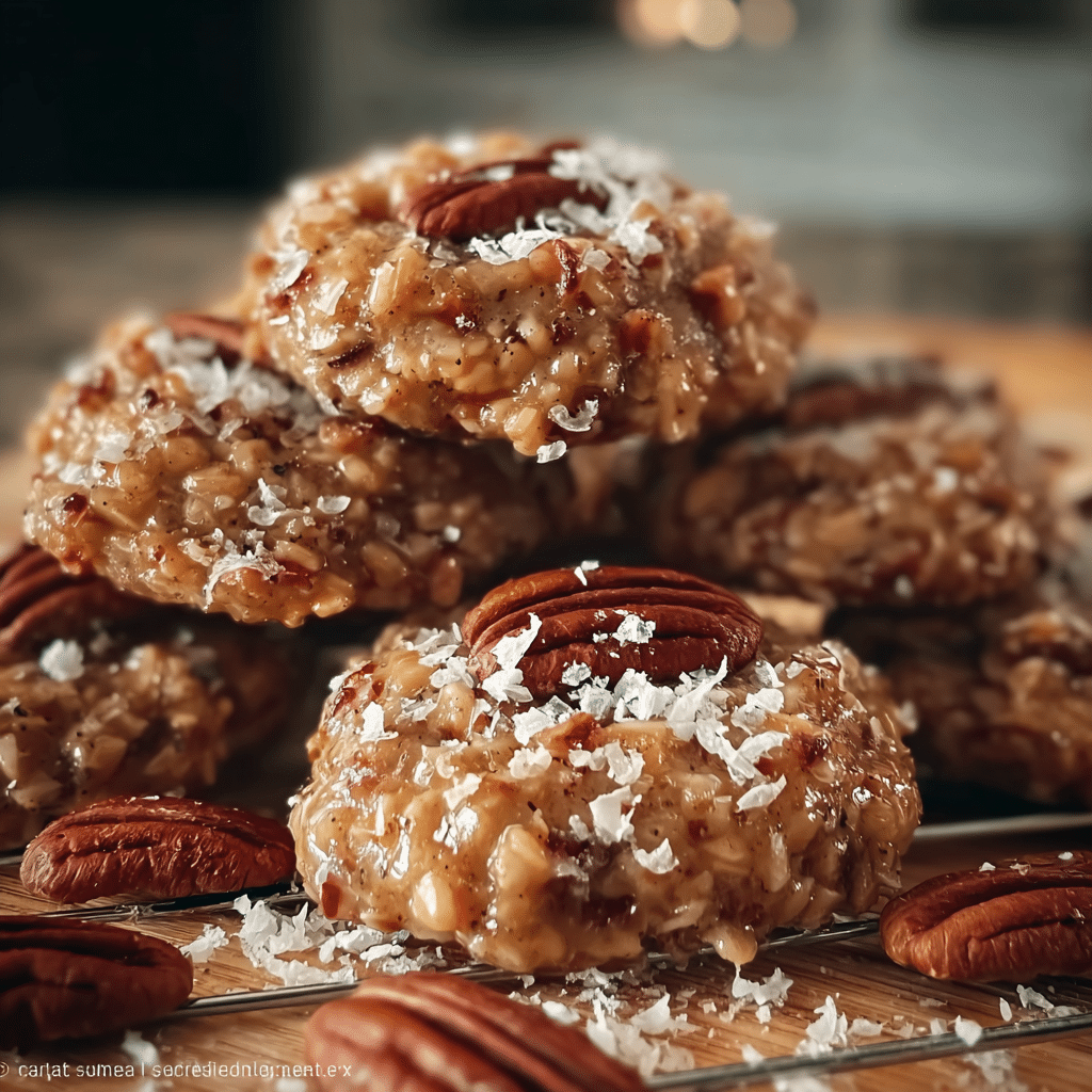 No-Bake Pecan Coconut Praline Cookies