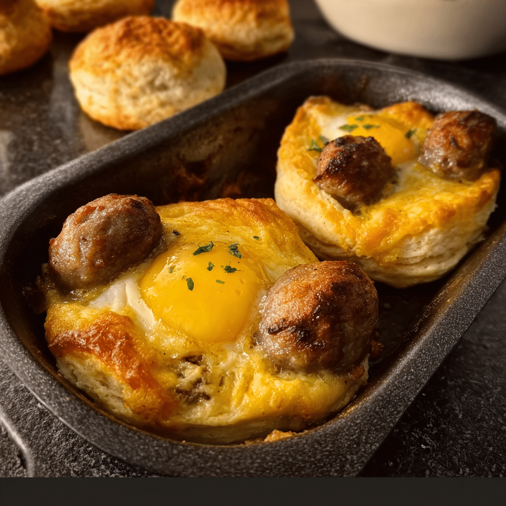 Baked Sausage Egg and Biscuits