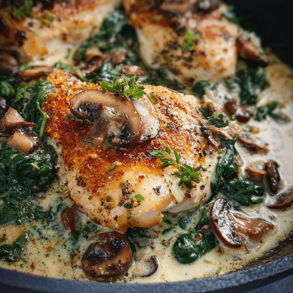 Spinach and Mushroom Smothered Chicken