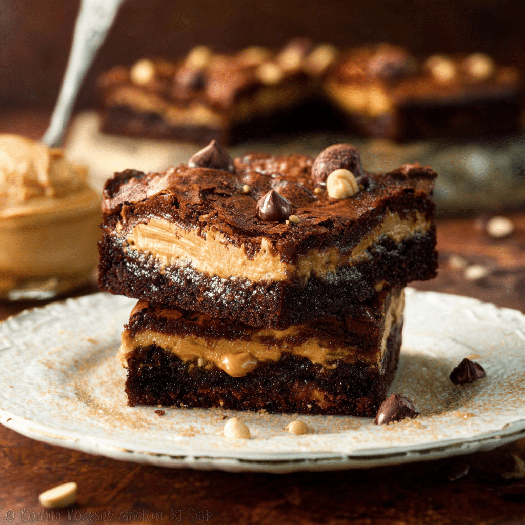 Reese’s Stuffed Brownie and Peanut Butter Frosting