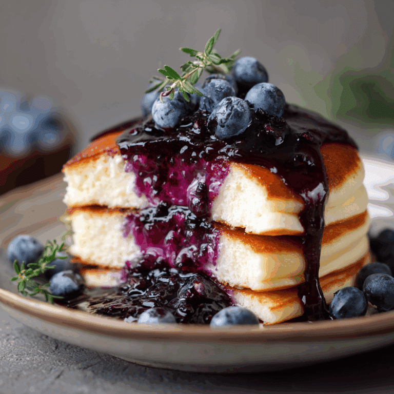 Cottage Cheese Pancake with Blueberry Collagen Jelly