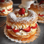 Paris-Brest Pastry with Whipped Cream and Strawberries